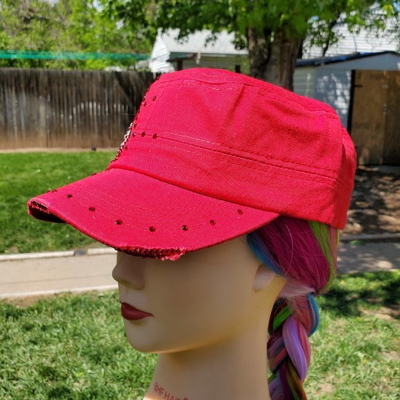Ladies Red BLING Hat NEW - Picture 3 of 4